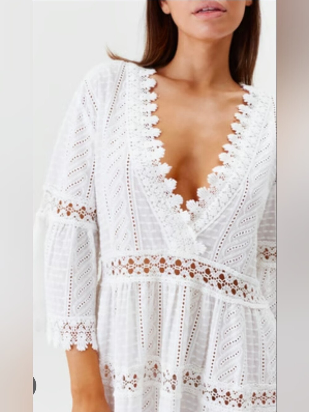 Melissa Odabash Victoria Broderie Anglaise Kaftan White M - Picture 2 of 11